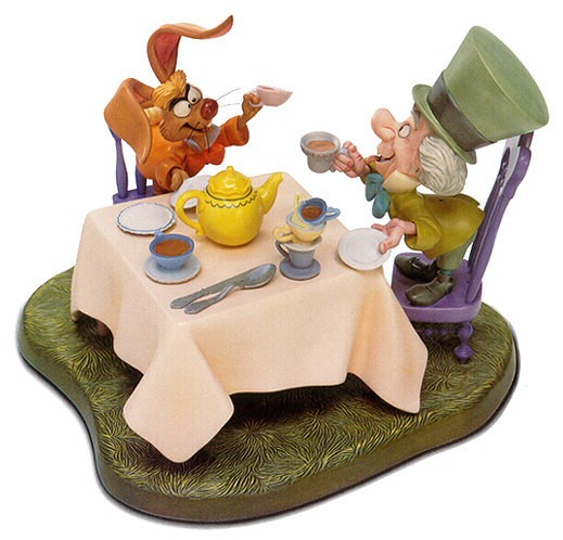 WDCC Disney Classics Alice In Wonderland Mad Hatter And March Hare A Very Merry Unbirthday Porcelain Figurine