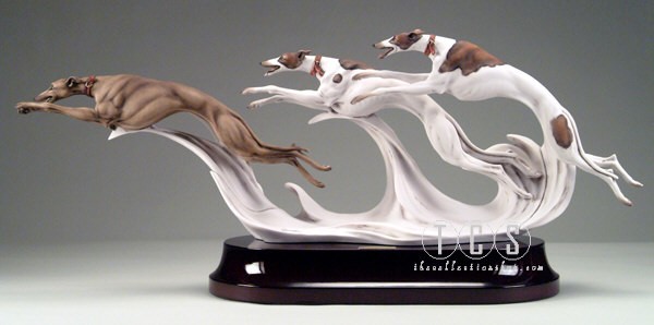 soep Mantel Rond en rond Giuseppe Armani Dog Race - Ltd. Ed. 950 1840S Limited Edition Sculpture.