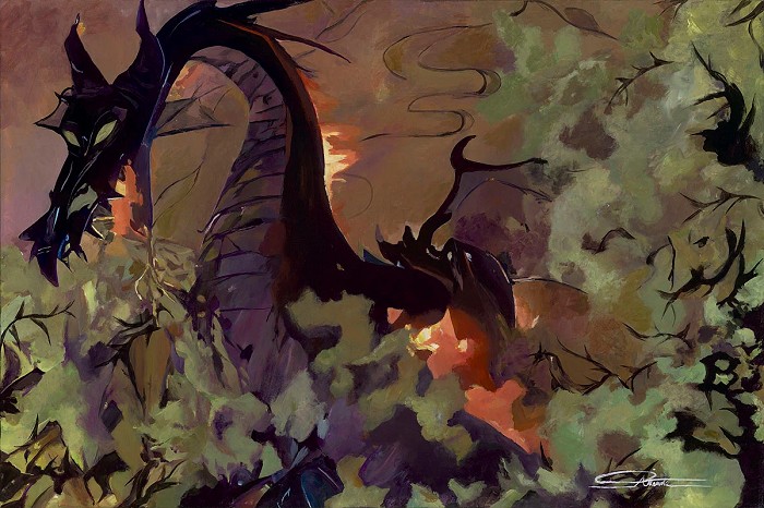 Arienne Boley Dark Dragon Hand-Embellished Giclee on Canvas