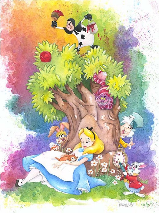 Michelle St Laurent Dreaming From Disney Alice In Wonderland Hand Embellished Giclee On Canvas 