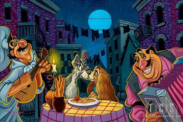 Lady And The Tramp - Disney Artwork Painting