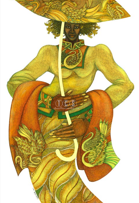 Charles Bibbs Yellow Umbrella Giclee On Paper African American