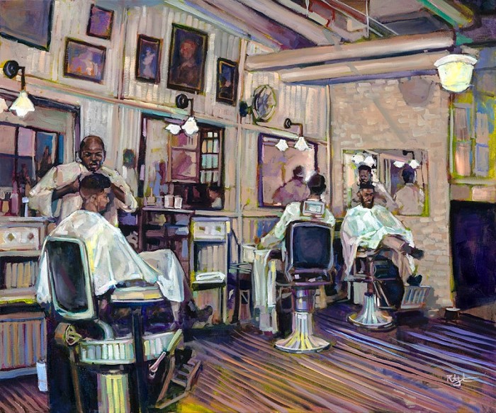 Robert Jackson The Barber Shop Giclee On Canvas