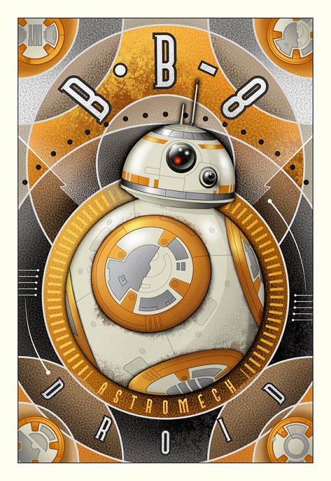 Mike Kungl BB-8 Astromech Droid - From Star Wars (Small) Giclee On Canvas