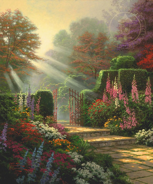 Thomas Kinkade Garden of Grace Giclee On Canvas Artist Proof