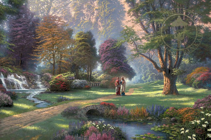 Thomas Kinkade Walk of Faith Giclee On Canvas Inspirational Art