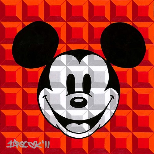 Tennessee Loveless 8 Bit-Block Mickey Red Serigraph on Canvas