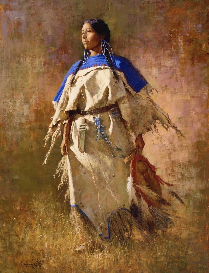 Howard Terpning - Shield of Her Husband and Matching 5 X 7 Print