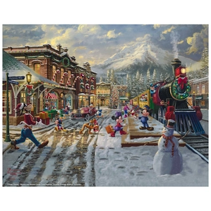 Thomas Kinkade Disney-Mickey and Minnie Candy Cane Express