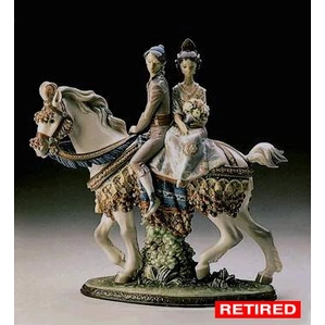 Lladro-Valencian Couple On Horse