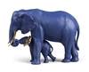 Lladro - Leading The Way Elephants. Blue-Gold