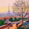 Kerry Hallam - Paris Sunset - 100x100