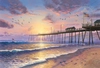 Thomas Kinkade - Footprints in the Sand - Pismo pier