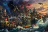 Thomas Kinkade DC Comics - Justice League Showdown At Gotham City Pier