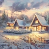 Thomas Kinkade Disney - Mickey and Minnie Christmas Lodge - 100x100