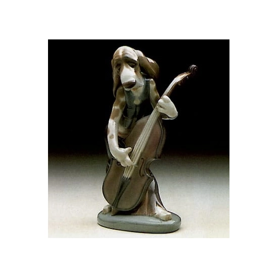 Lladro - Dog Playing Bass Fiddle