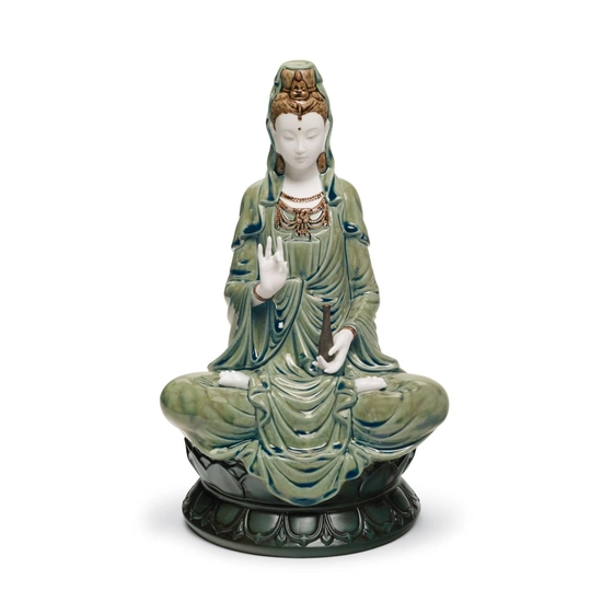 Lladro - Kwan Yin Figurine Green