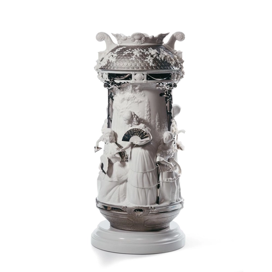 Lladro - Ladies in Garden Vase Limited Edition. Silver Lustre