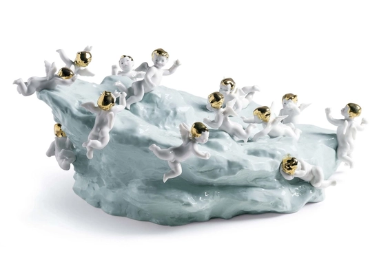 Lladro - Discovery - Cherubs On Large Turq. Earth