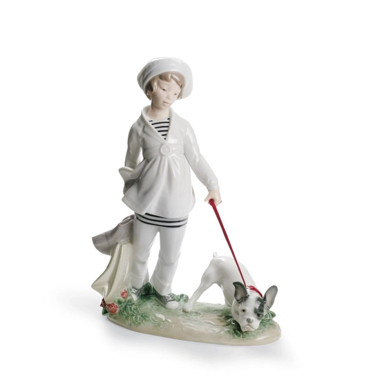 Lladro - Girl with French Bulldog