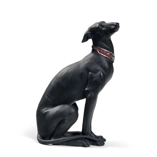 Lladro - Attentive Greyhound (Black)