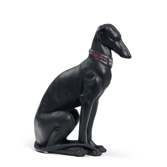 Lladro - Pensive Greyhound (Black)