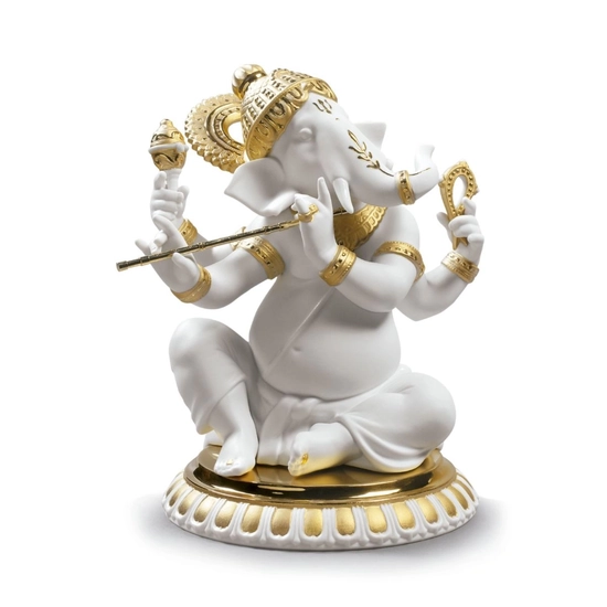 Lladro - Bansuri Ganesha. Golden Lustre