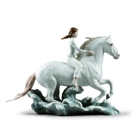 Lladro - Riding her horse on the seashore