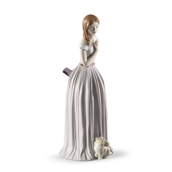 Lladro - I'll Walk You to the Party Woman with Dog