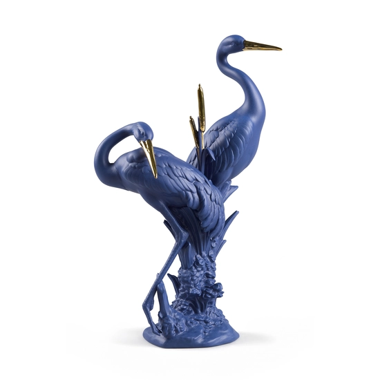 Lladro - Courting Cranes Blue-Gold