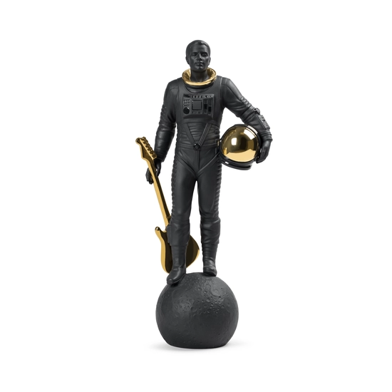 Lladro - Walking on the Moon Figurine. Black & Gold