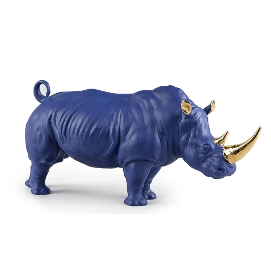 Lladro - Rhino (Blue-Gold)