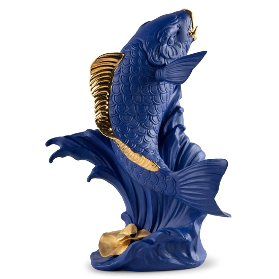 Lladro - Koi Sculpture. Blue-Gold. Limited Edition