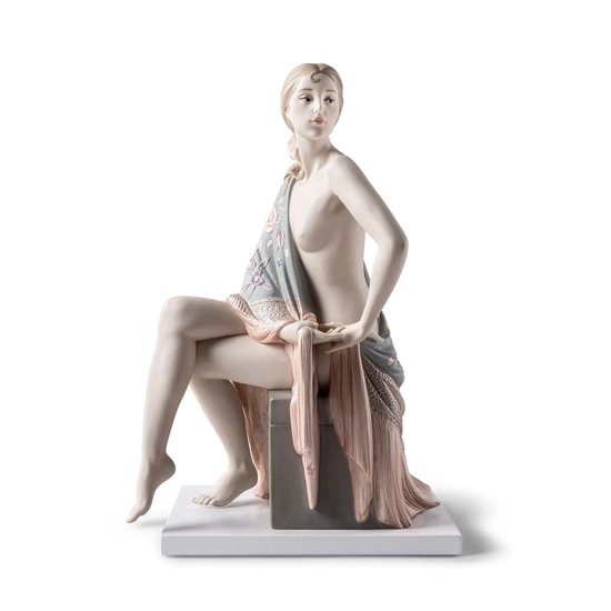 Lladro - Nude with shawl Metallic Sculpture