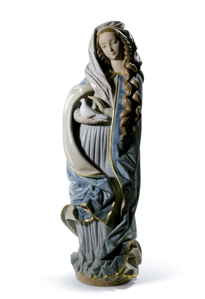 Lladro-Madonna With Dove Blue Golden 