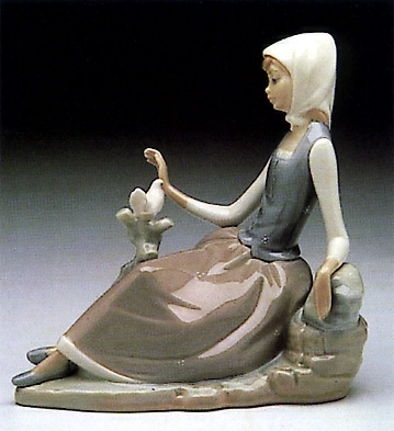 Lladro-Shepherdess with Dove 1969-93