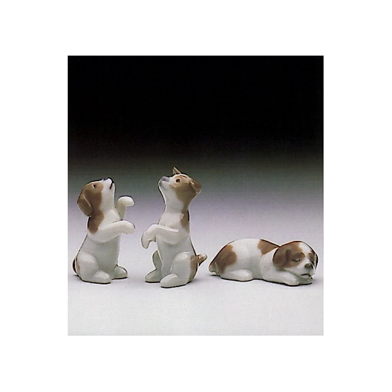 Lladro - Mini Puppies (set Of 3) V. Rare 1985-90