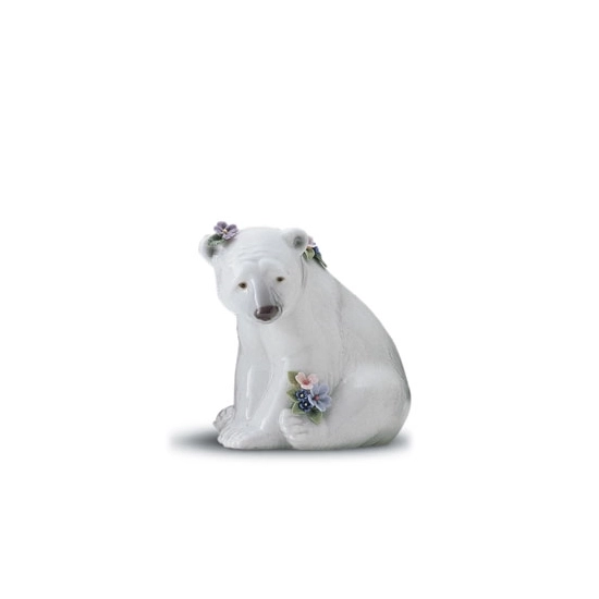 Lladro - Seated Polar Bear With Flowers 1997-01