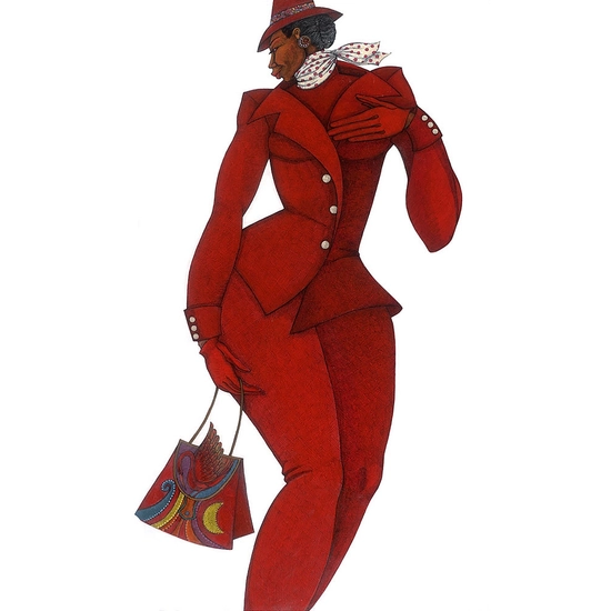 Charles Bibbs - Ebony In Red Giclee