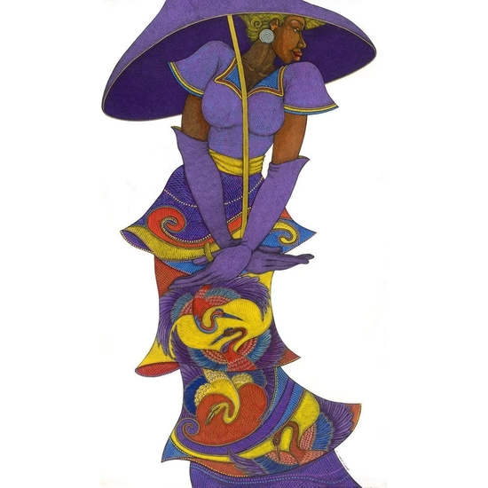 Charles Bibbs - The Purple Umbrella Lithograph Artist Proof