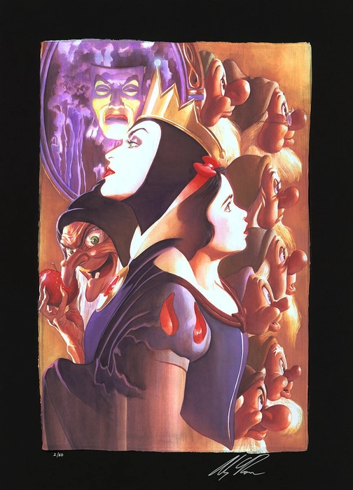 Alex Ross Disney-Once There Was a Princess From Beauty and The Beast Chiarograph on Black Paper