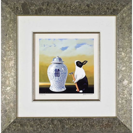 Robert Deyber - Bad Hare Day -Vase Framed