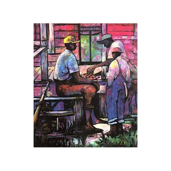 William Tolliver - Afternoon Checkers Artist Signed Lithograph Artist Proof