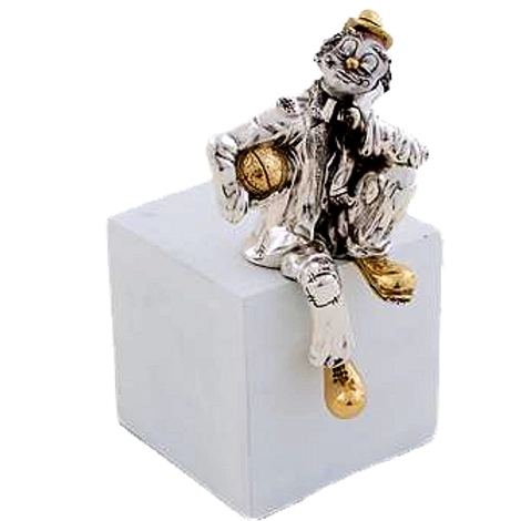 Dargenta-Silver Clown Statue Thinking Clown