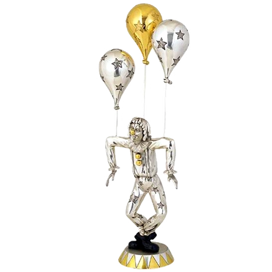 Dargenta - Silver Clown Statue Golden Balloon