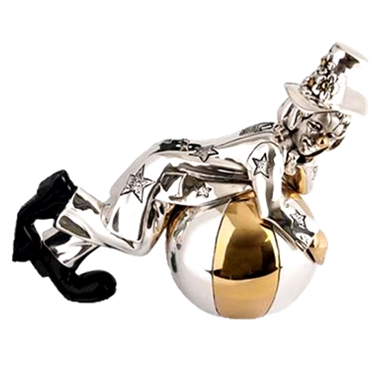 Dargenta - Silver Clown Statue On A Ball