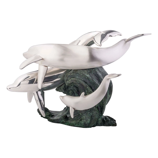 Dargenta - Silver Family of Dolphins Statue