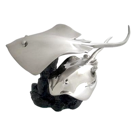 Dargenta - Silver Manta Ray Statue Swimming Pair