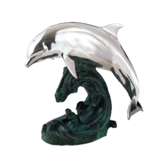 Dargenta - Silver Jumping Dolphin Statue