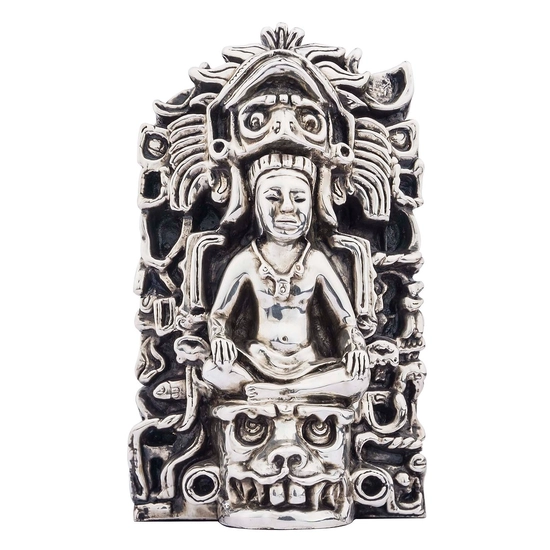 Dargenta - Mayan King with Face Crown Silver Figurine